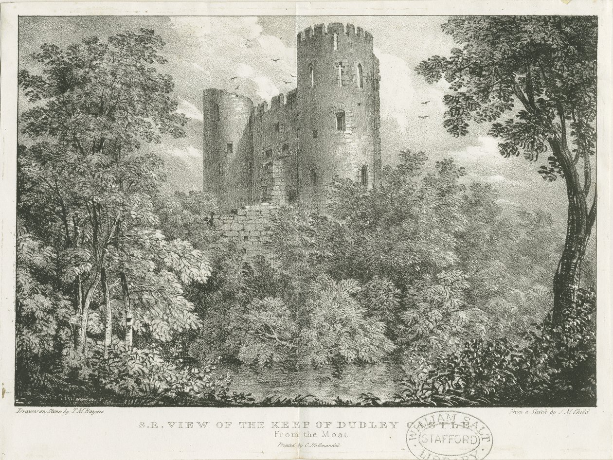 Dudley Castle - Der Bergfried (Gravur) von Charles Joseph Hullmandel