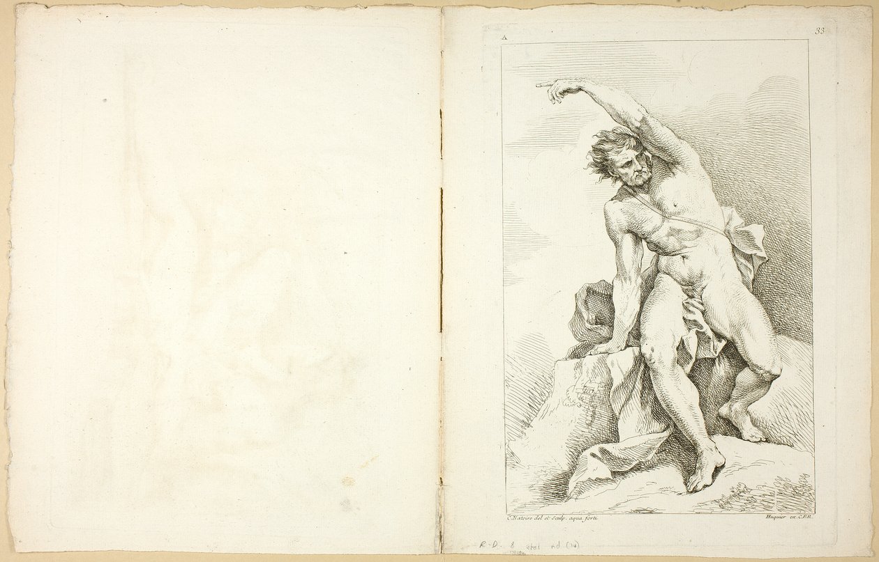 Figur (recto und verso), aus Premier livre de figures d’Academies gravées en Partie par les Professeurs de l’Académie Royale von Charles Joseph Natoire