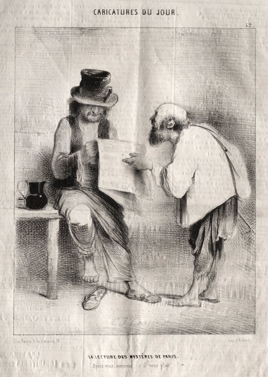 Karikaturen des Tages: Das Lesen der Geheimnisse von Paris von Charles Joseph Traviès de Villers