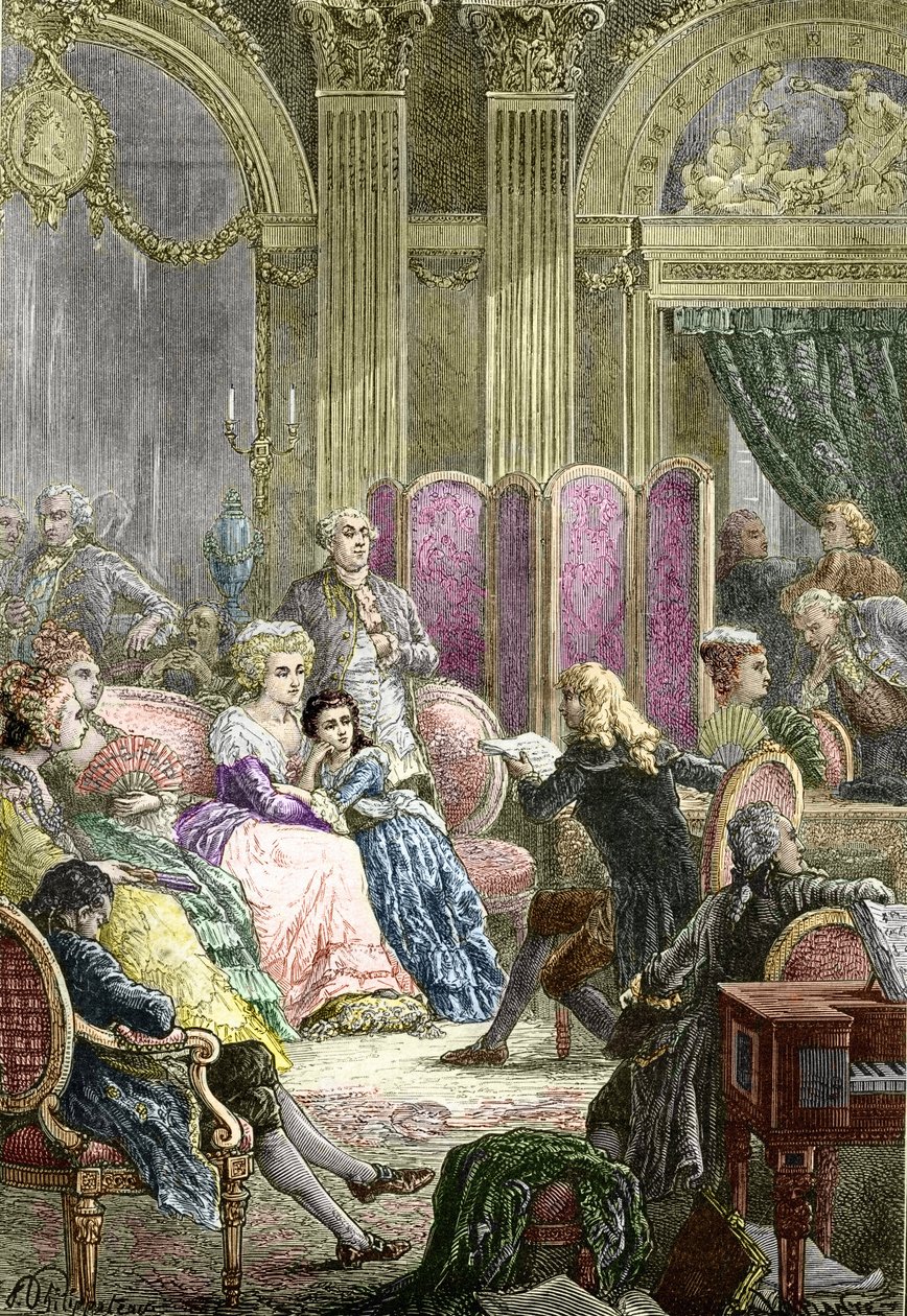 Der Salon von Suzanne Curchod und Madame Necker (Gravur) von Charles Laplante