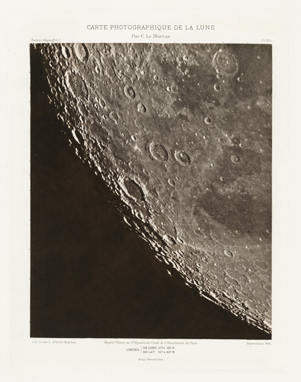 Fotografische Karte des Mondes, Tafel XII.A von Charles le Morvan