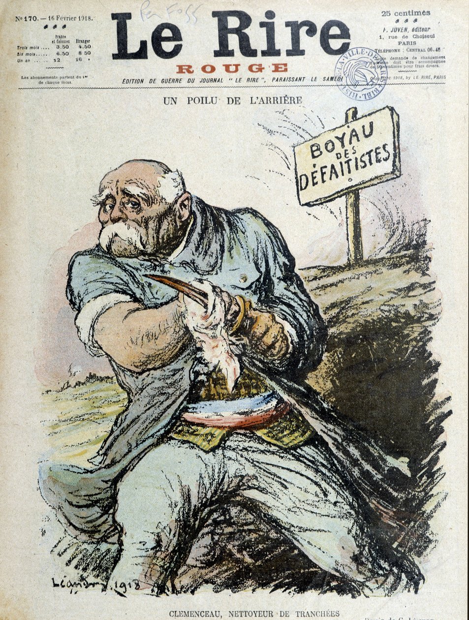 Ein haariger Rücken: Clemenceau, Grabenreiniger von Charles Leandre
