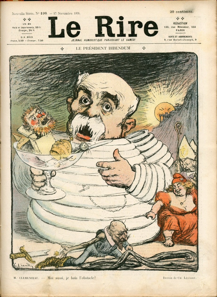 Titelblatt von „The Laughter“, Nummer 198, Satirisch in Farben von Charles Leandre