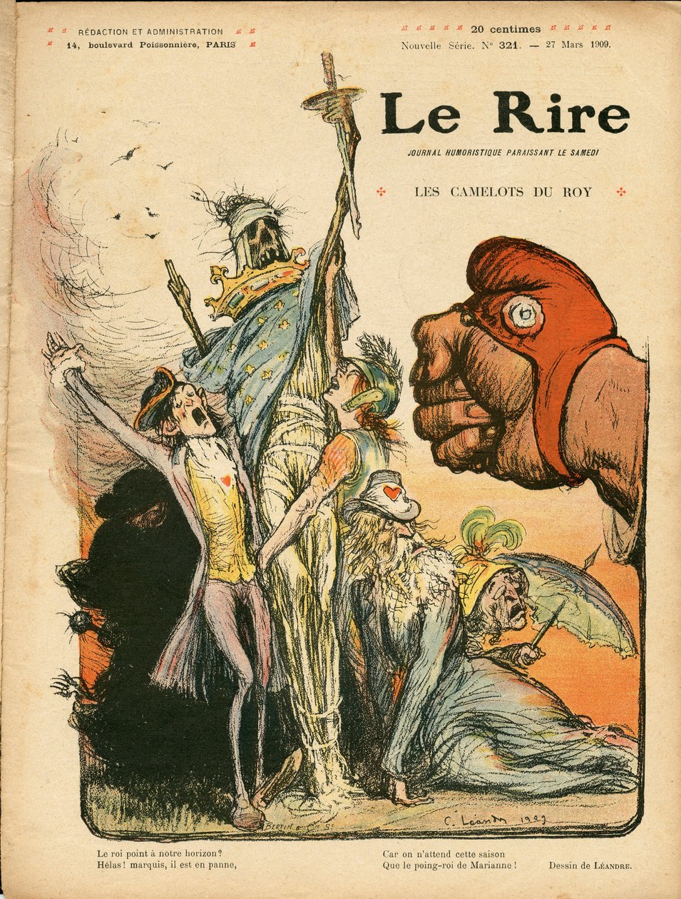 Cover von „Das Lachen“, Nummer 321, Satirisch in Farben von Charles Leandre