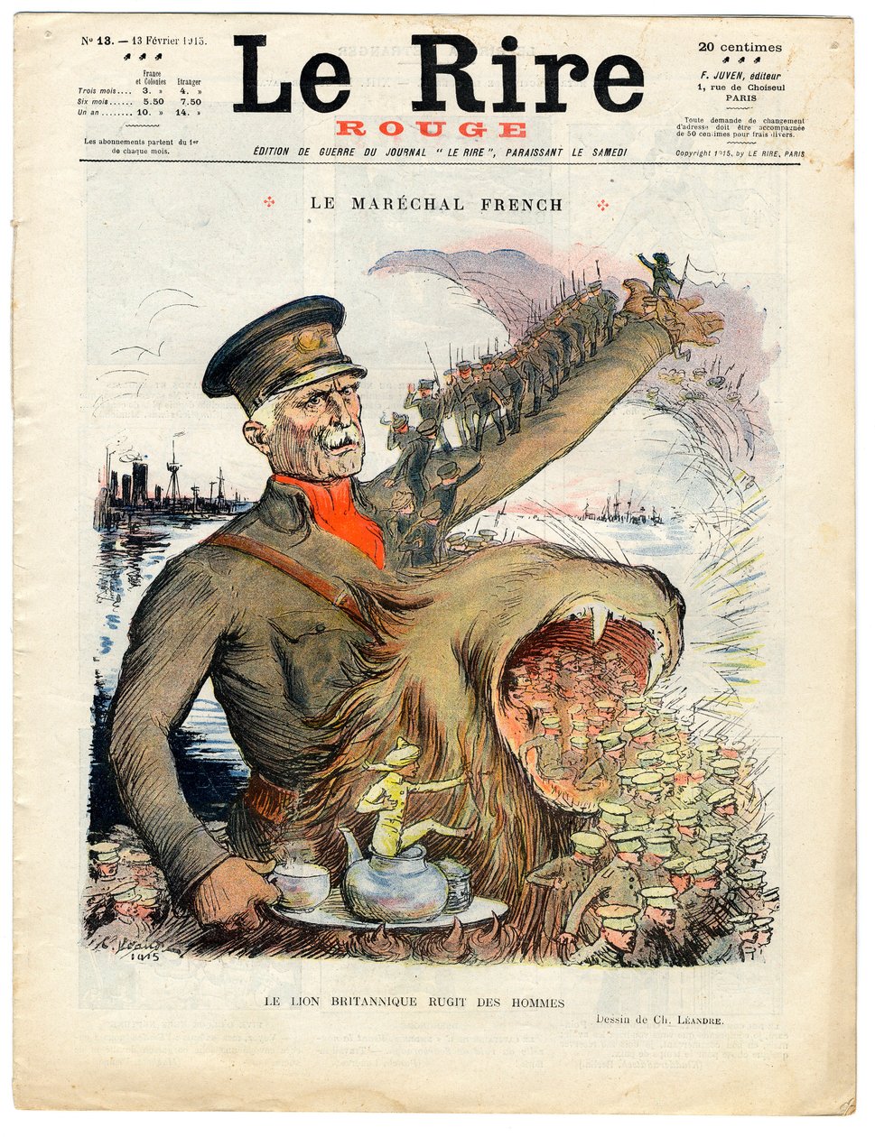 Titelblatt von „Das rote Lachen“, Satirisch in Farben von Charles Leandre