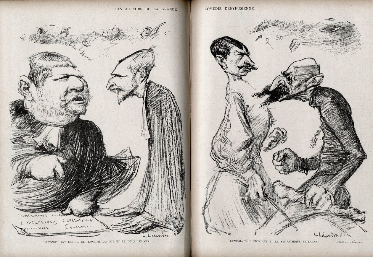 Dreyfus-Affäre - Die Akteure der großen Dreyfus-Komödie - Karikatur von Charle von Charles Leandre