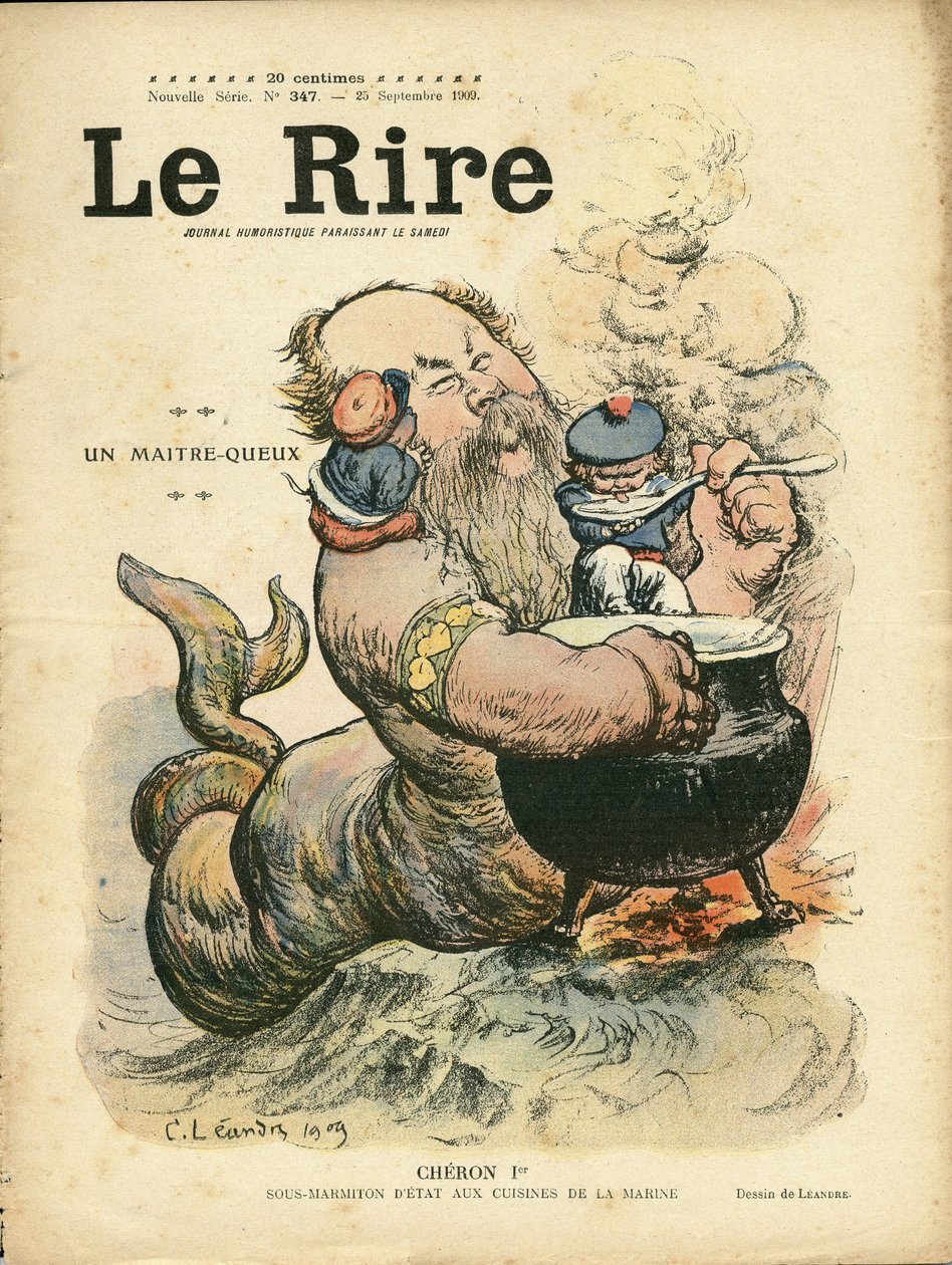 Illustration von Charles Leandre (1862-1934) für das Cover von Le Rire, 25/09/09 - Ein Meisterkoch - Marine Marine Marine Balneaire - Cheron Henry (1867-1936), Sirene von Charles Leandre