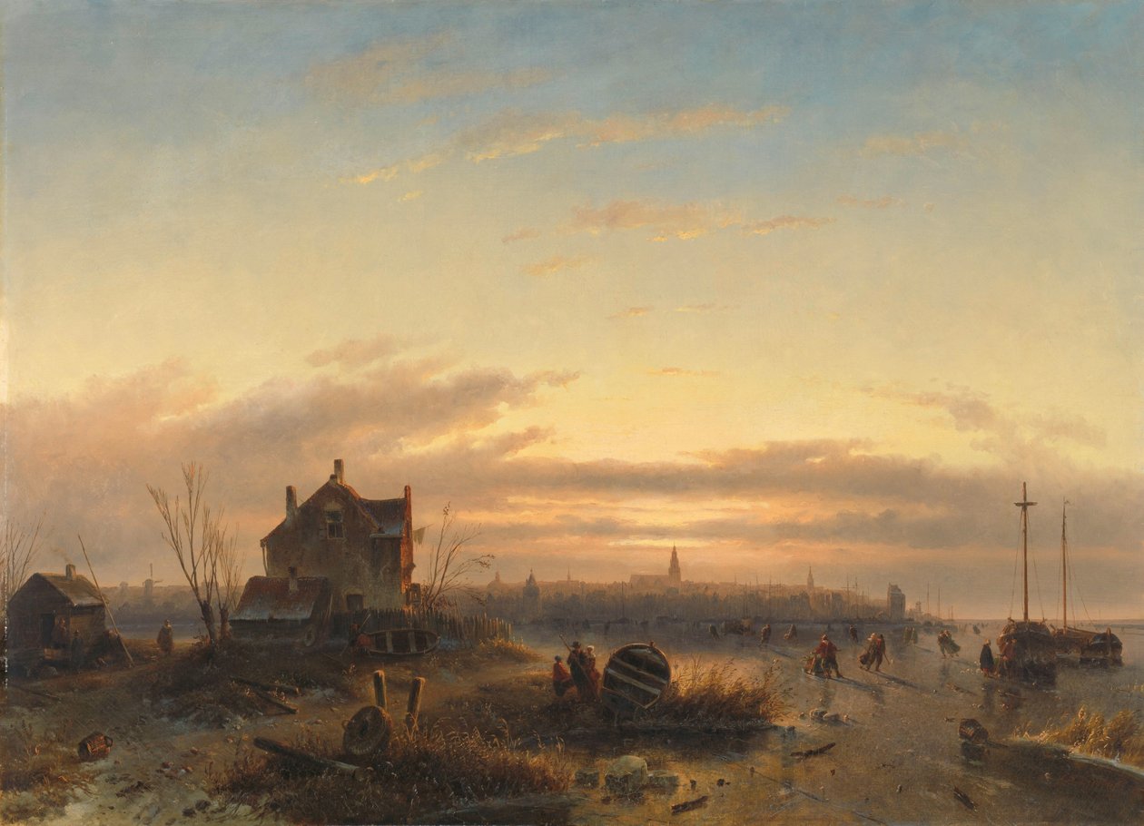 Winter auf dem IJ vor Amsterdam von Charles Leickert (signed by artist)