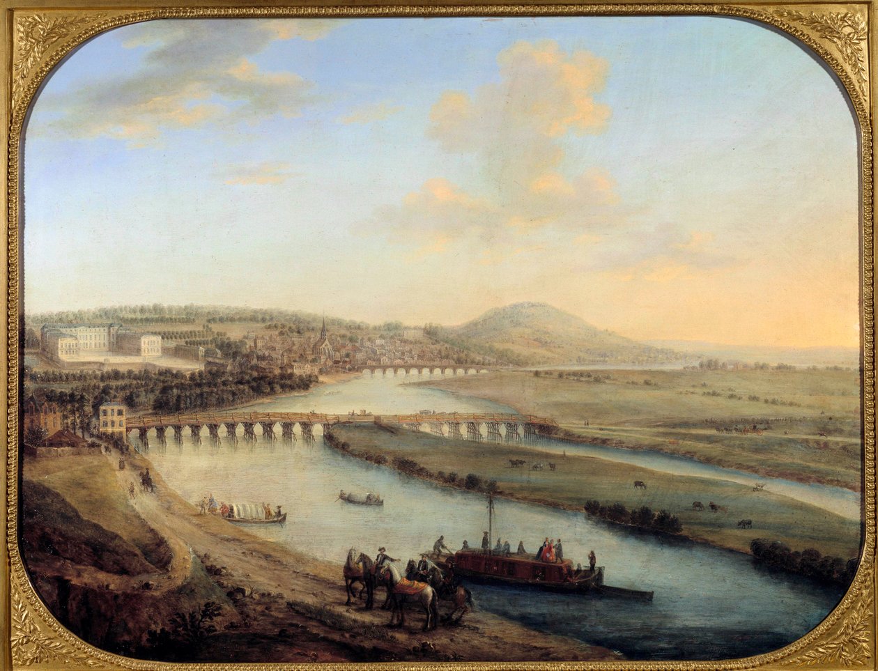 Blick auf die Insel Seguin, die Brücke von Sèvres und Saint Cloud von Charles Leopold Grevenbroeck