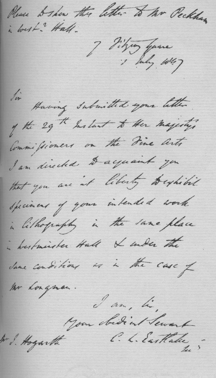 Ein Brief von Charles Lock Eastlake, 1847 von Charles Lock Eastlake