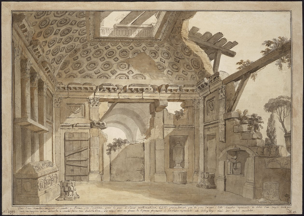 Entwurf für die Gemälde in der Zelle von Pater Lesueur im Kloster Santissima Trinita dei Monti in Rom von Charles Louis Clerisseau