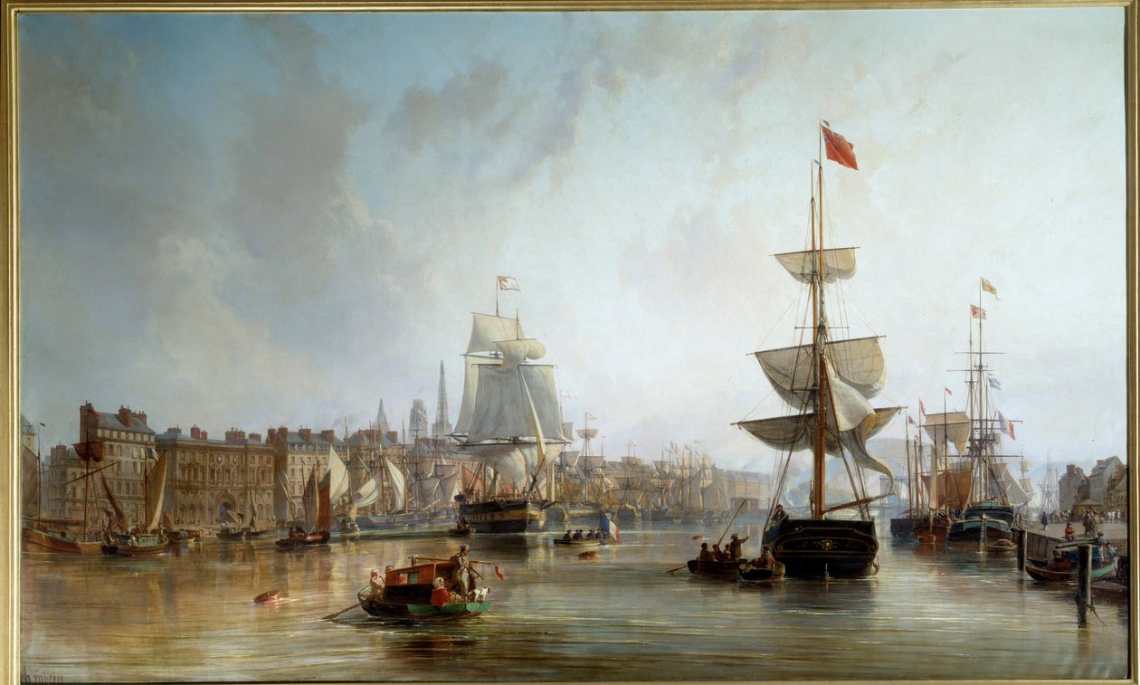 Der Hafen von Rouen im Jahr 1855 von Charles Louis Mozin