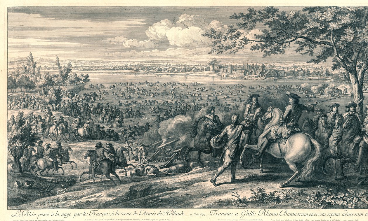 Die französischen Armeen überqueren den Rhein bei Lobith, 1672 von Charles Louis Simonneau