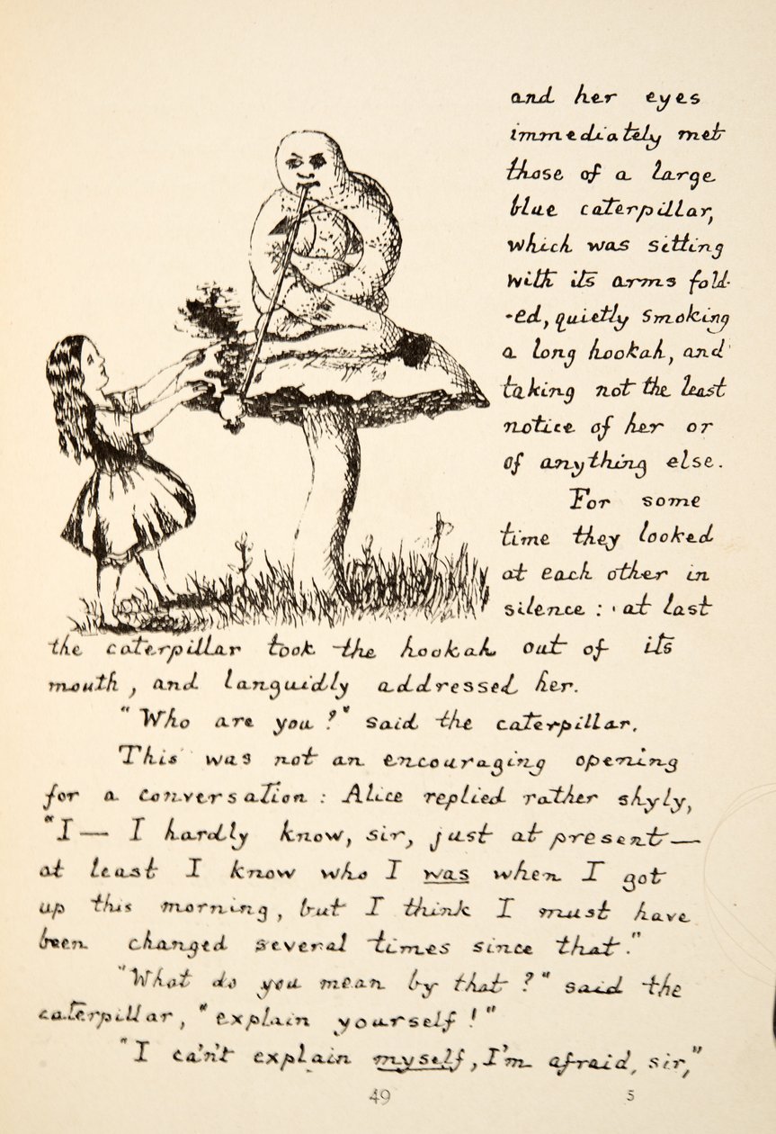 Alice erhält Ratschläge von der Blauen Raupe, Illustration aus Alice