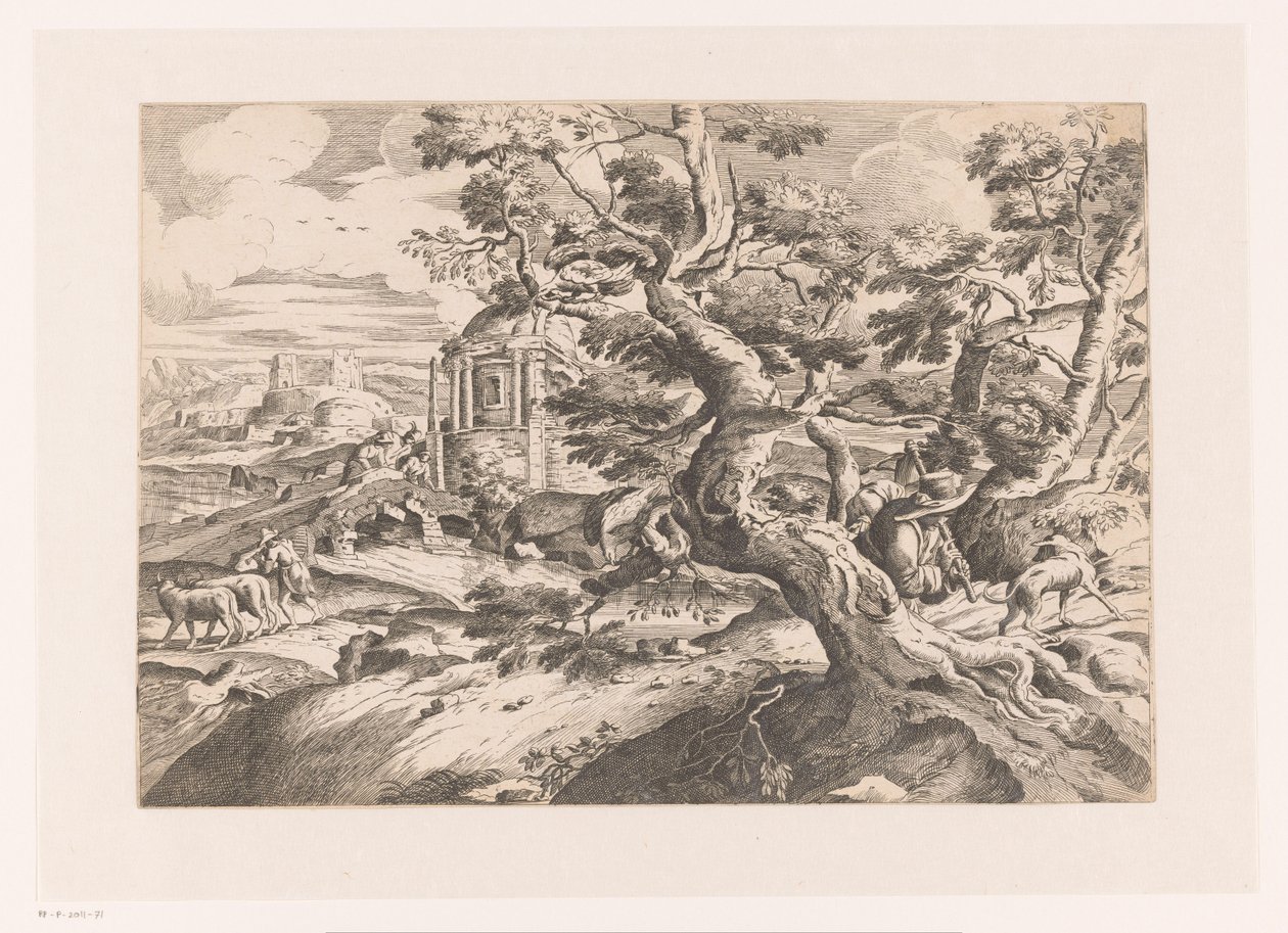 Landschaft mit Reisendem bei einem Baum von Charles Macé