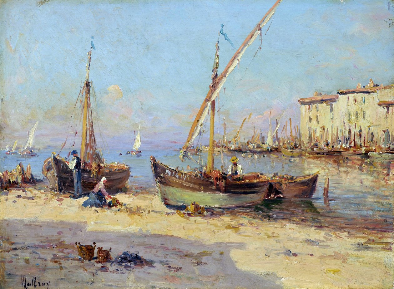 Ansicht von Martigues. Gemälde von Charles Malfroy (1862-1918). Öl auf Holz. Maße: 29,5x40cm. Obligatorische Erwähnung: Sammlung Fondation Regards de Provence, Marseille von Charles Malfroy
