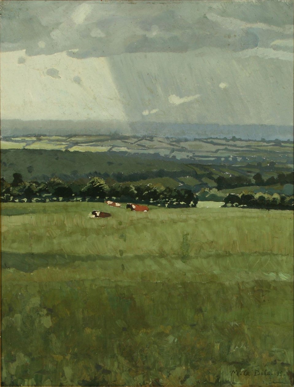 Herbstlandschaft mit ruhenden Rindern von Charles Marie Dulac