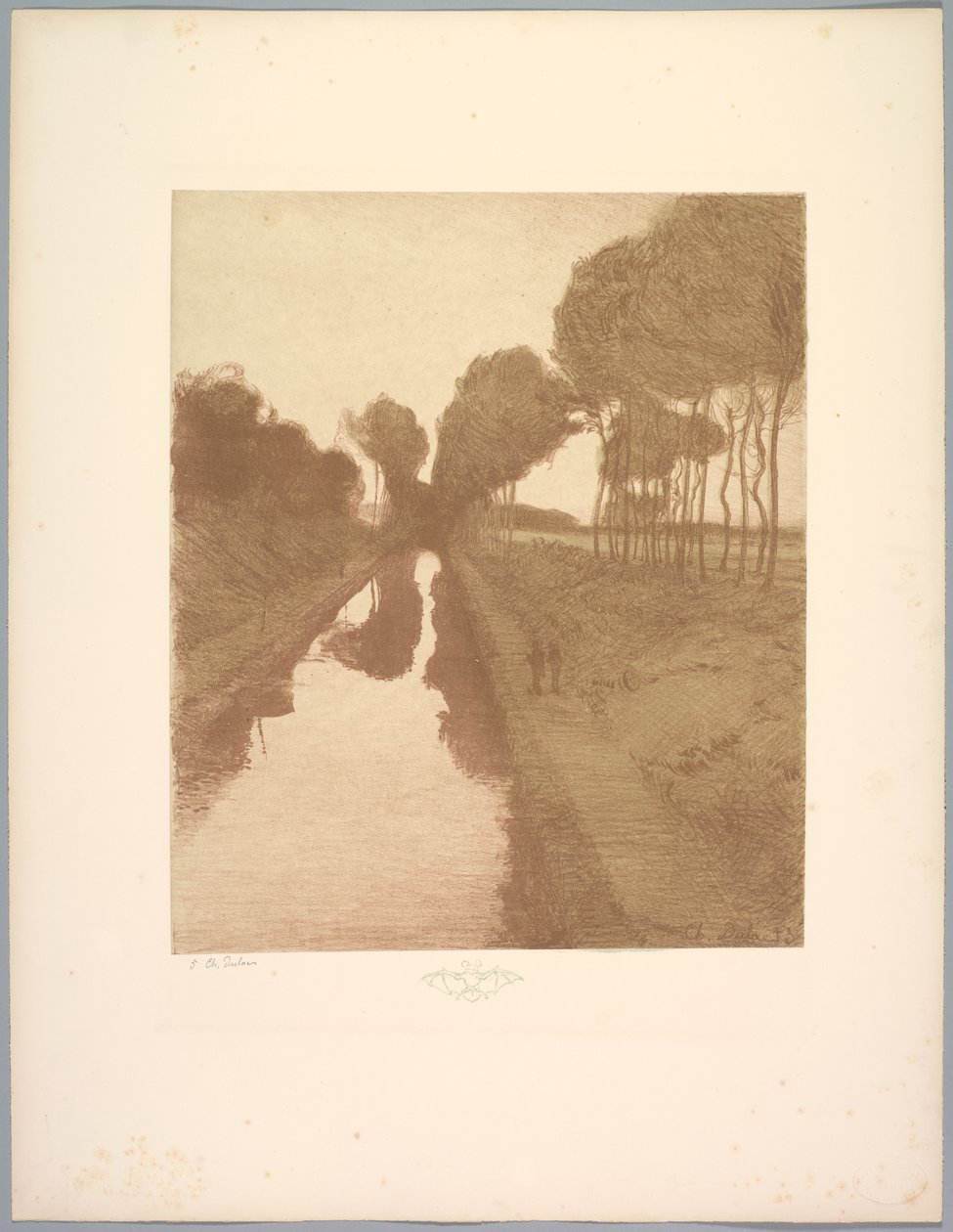Suite von Landschaften: Landschaft, Platte 3, Remarque, Fledermaus von Charles Marie Dulac