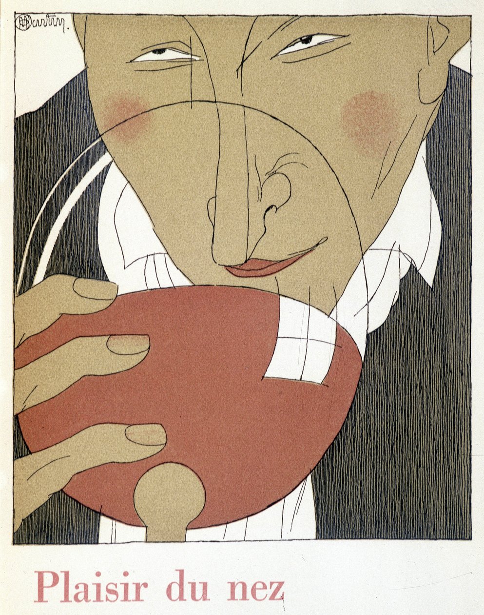 Vergnügen der Nase - in „Monseigneur le vin“, Zeichnung von Charles Martin (1884-1934), Heft der Etablissements Nicolas von Charles Martin