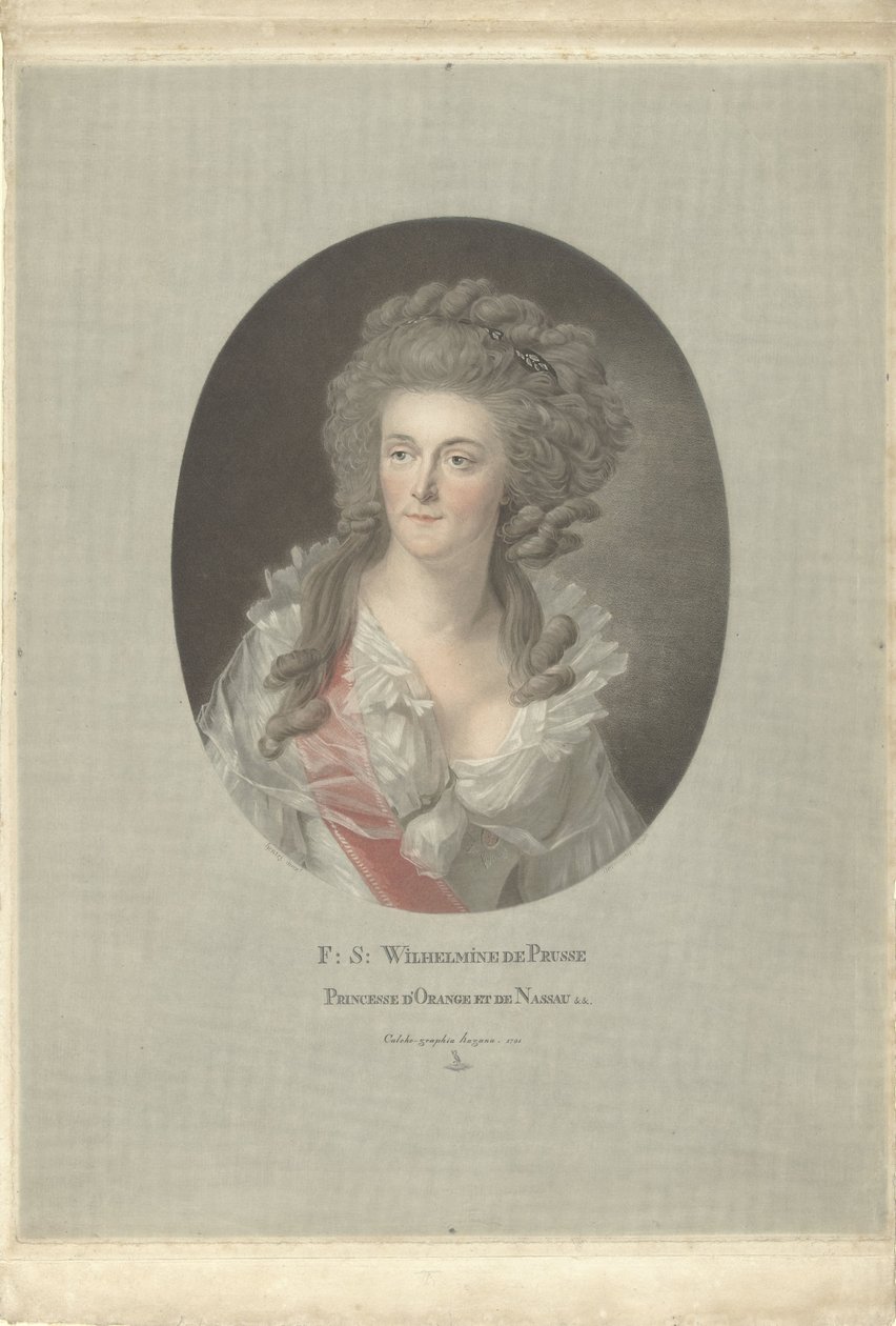 Porträt von Wilhelmina von Preußen, Prinzessin von Oranien-Nassau von Charles Melchior Descourtis