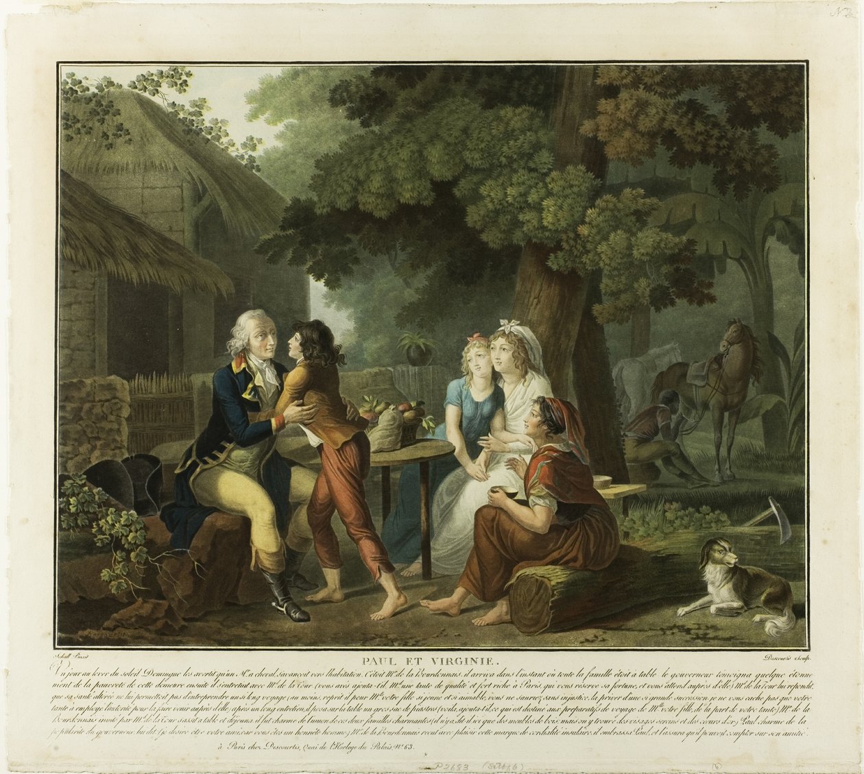 Die Ankunft von Monsieur de la Bourdonnais, Platte 3 aus Paul et Virginie von Charles Melchior Descourtis