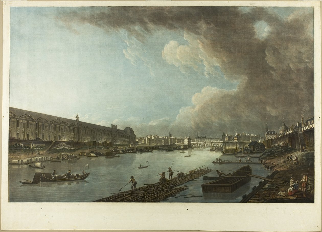 Blick auf die Tuilerien, den Louvre und die Pont Neuf von Charles Melchior Descourtis
