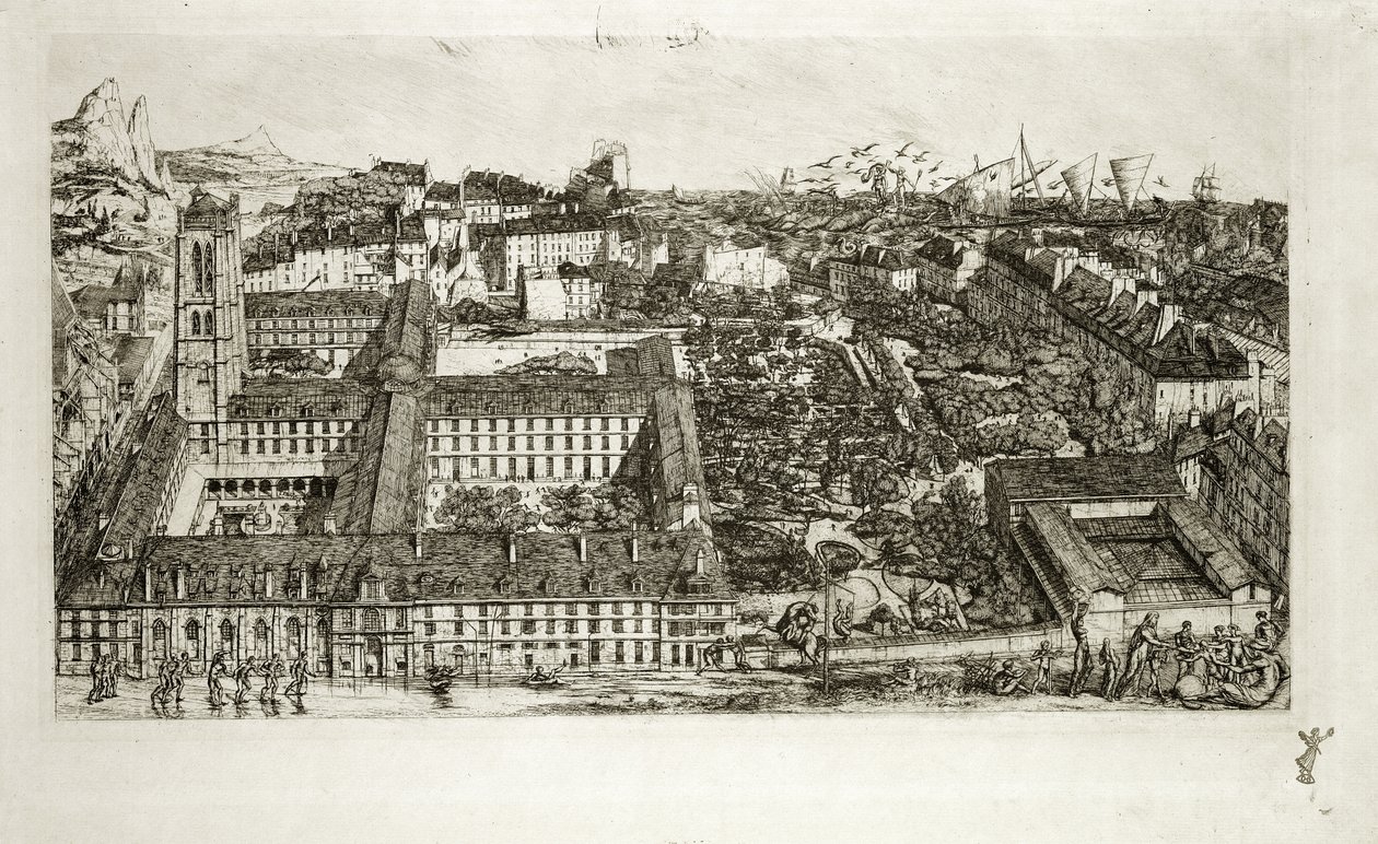 College Henri IV und das Lycee Napoleon, 1864 von Charles Meryon