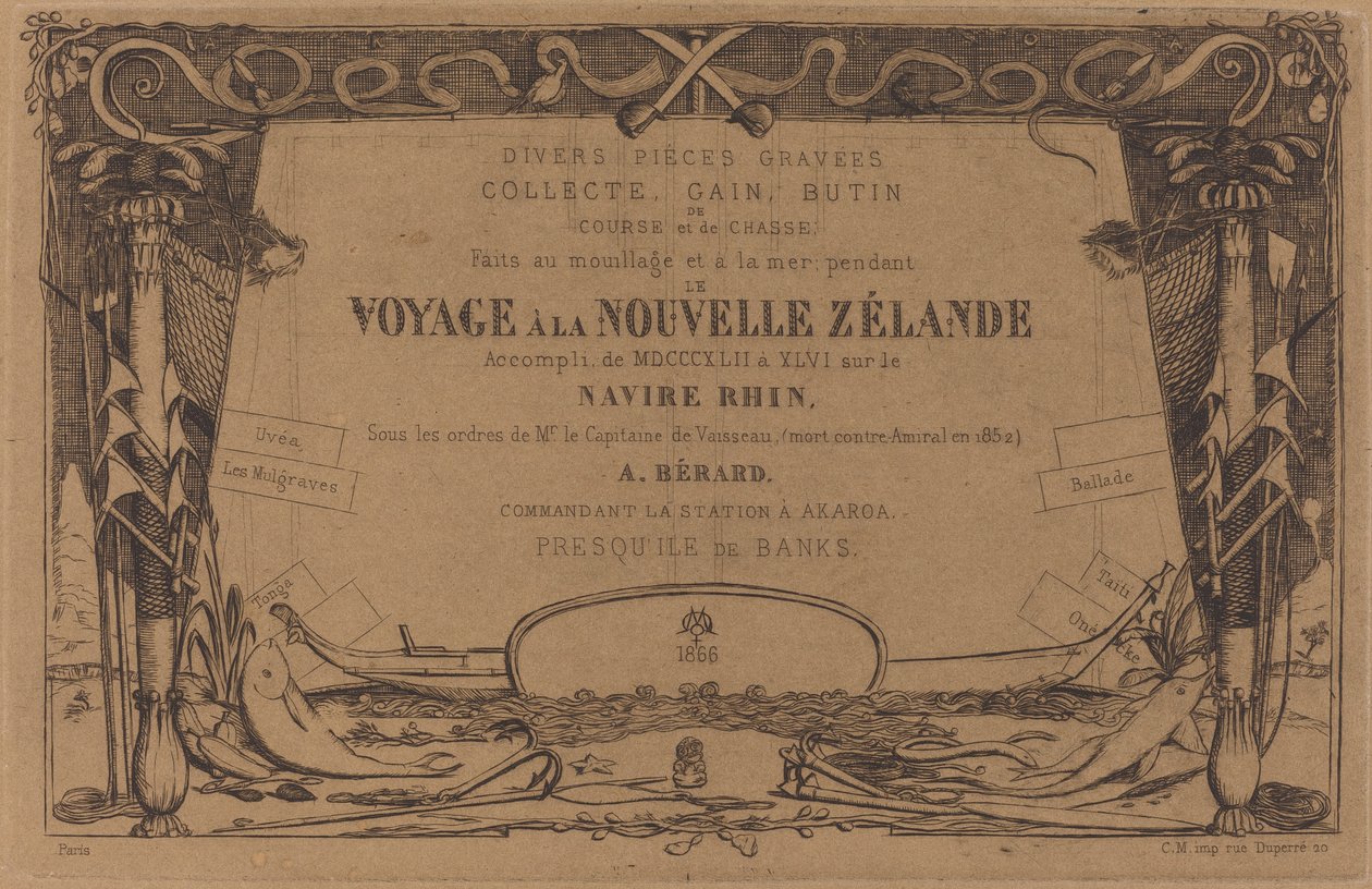 Cover für die Radierungen mit dem Titel „Eine Reise nach Neuseeland“ von Charles Meryon