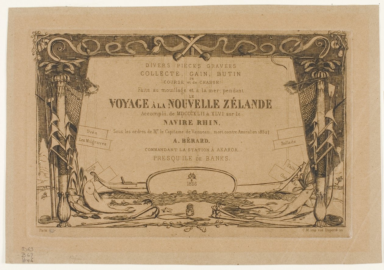 Umschlag für eine Reise nach Neuseeland (1842-46) von Charles Meryon