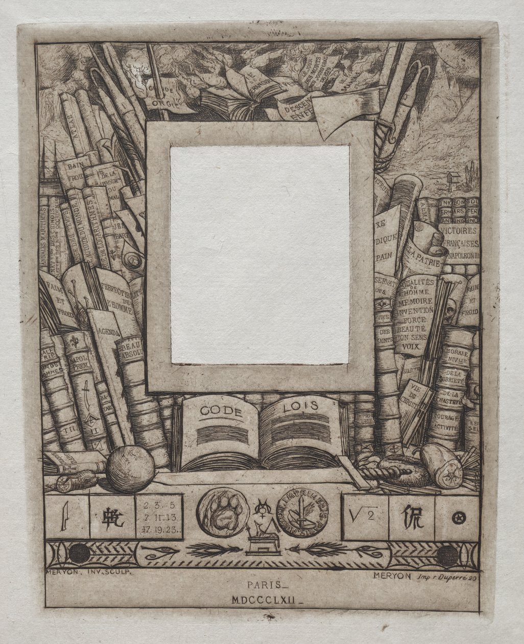 Entwurf für einen Rahmen für das Porträt von Armand Guéraud von Charles Meryon
