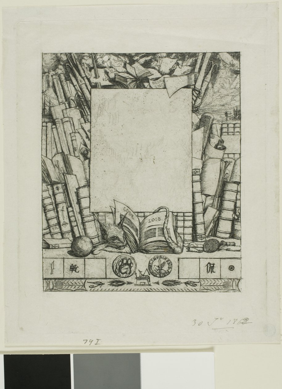 Entwurf für einen Rahmen für das Porträt von Armand Guéraud von Charles Meryon