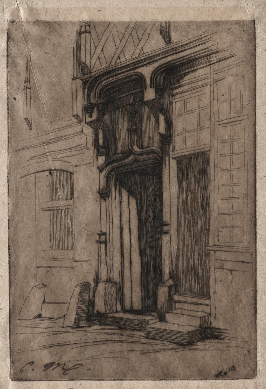 Tür eines alten Klosters in der Rue Mirabeau, Bourges von Charles Meryon