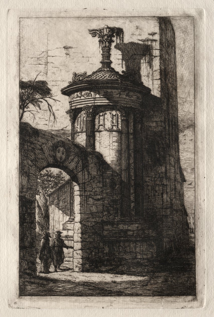Eingang zum französischen Kapuzinerkloster in Athen von Charles Meryon
