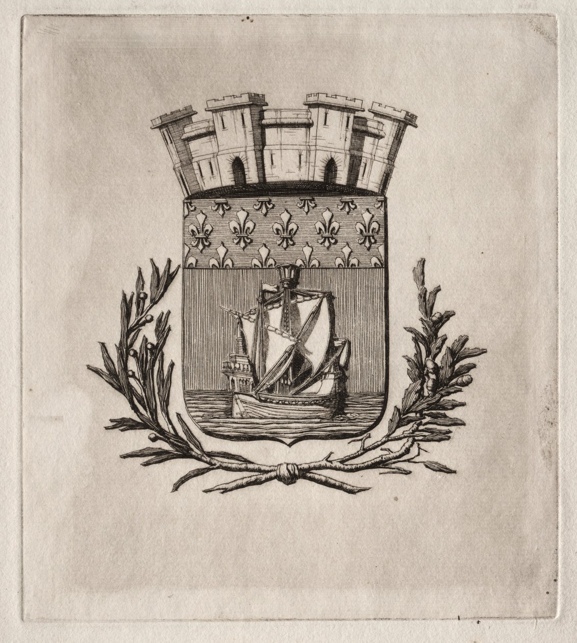 Radierungen von Paris: Die symbolischen Waffen der Stadt Paris, 1854 von Charles Meryon