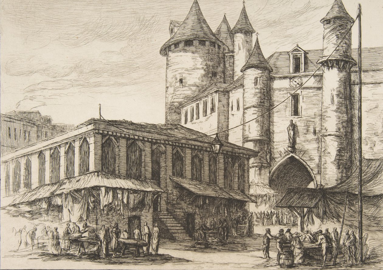 Le Grand Châtelet, Paris um 1780, nach einer früheren Zeichnung, 1861 von Charles Meryon