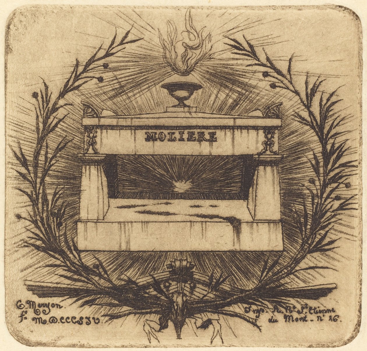 Das Grab von Molière, auf dem Père-Lachaise, Paris von Charles Meryon