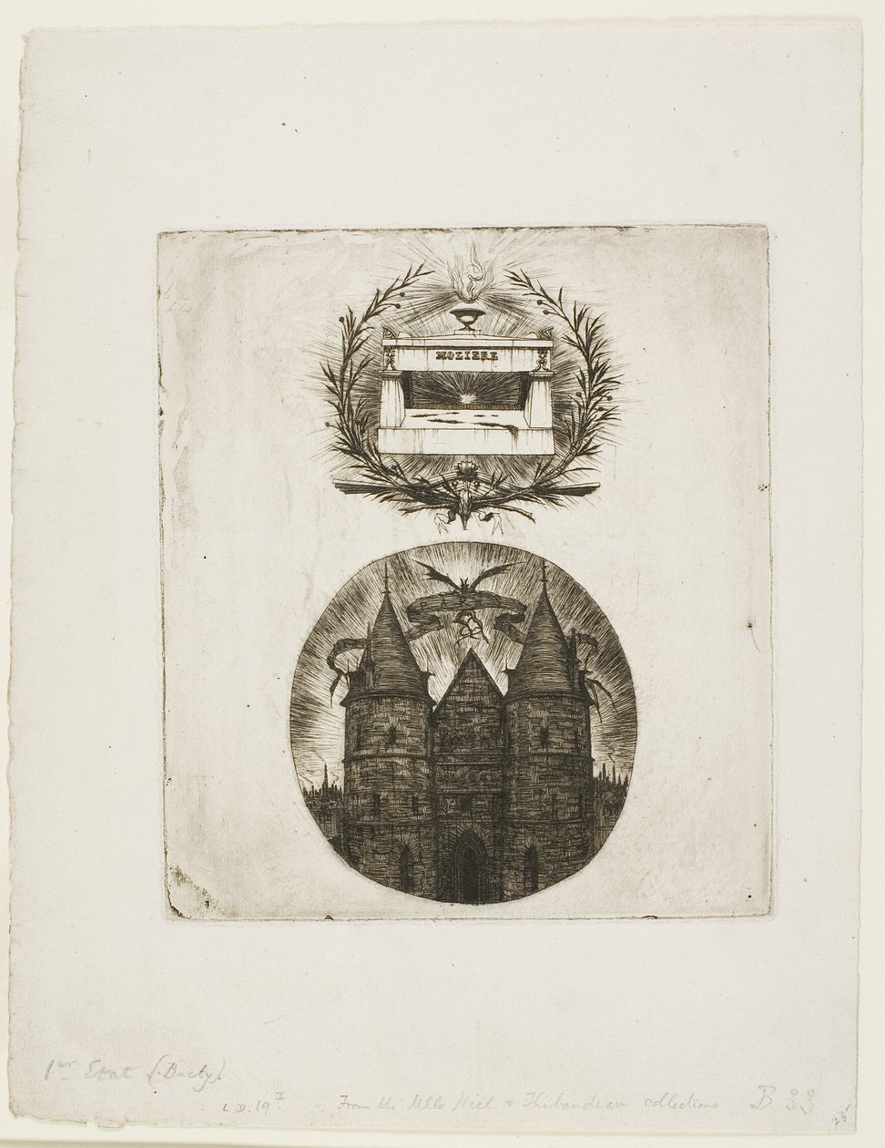 Molières Grab, Père-Lachaise-Friedhof, Paris und das alte Tor des Palais de Justice, Paris von Charles Meryon