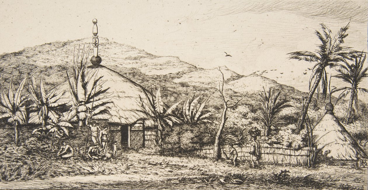 Neukaledonien: Große einheimische Hütte auf der Straße von Balade nach Puebo, 1845, 1863 von Charles Meryon