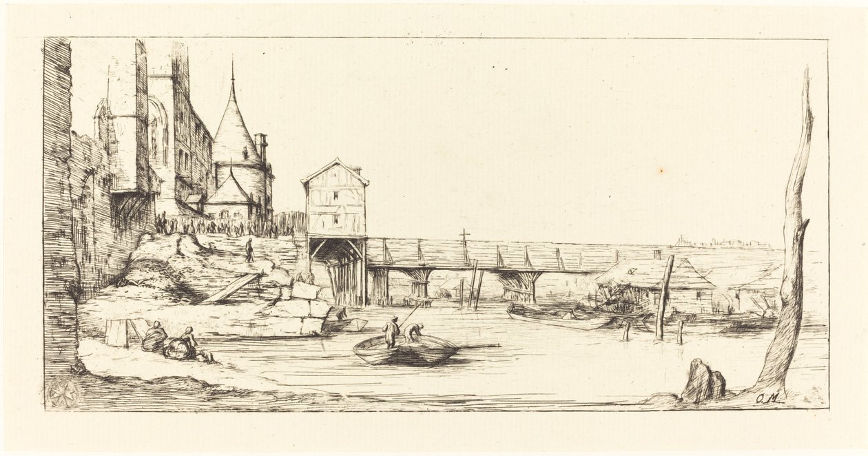 Passerelle du Pont-au-Change, Paris, nach dem Brand von 1621, 1860 von Charles Meryon