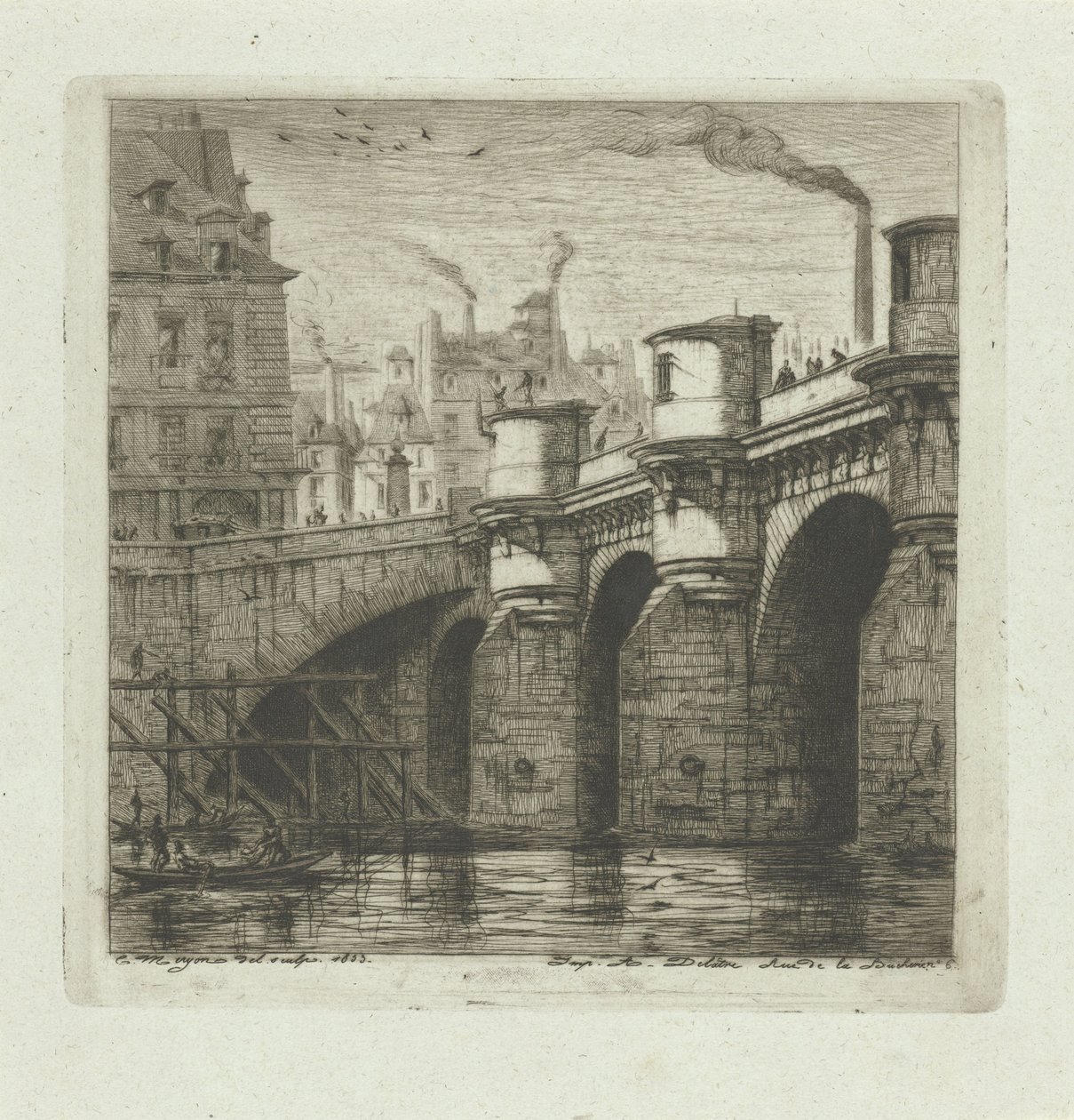 Pont-Neuf über die Seine in Paris (Eaux-Fortes sur Paris) von Charles Meryon