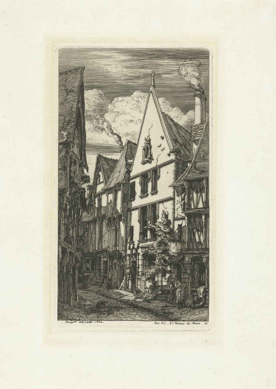 Straße Rue des Toiles in Bourges von Charles Meryon