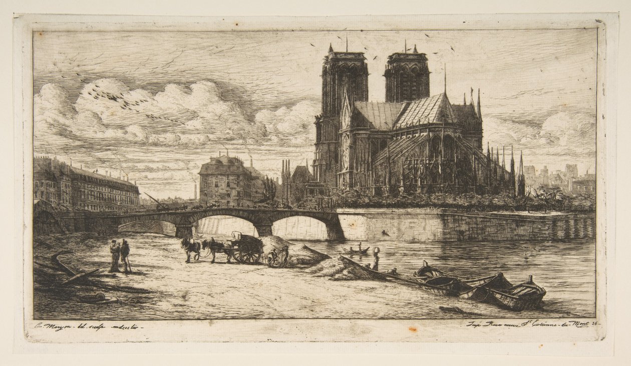 Die Apsis von Notre-Dame, Paris von Charles Meryon