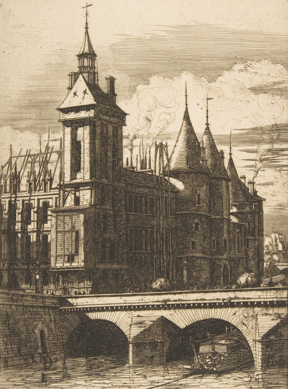 Der Uhrturm, Paris, 1852 von Charles Meryon