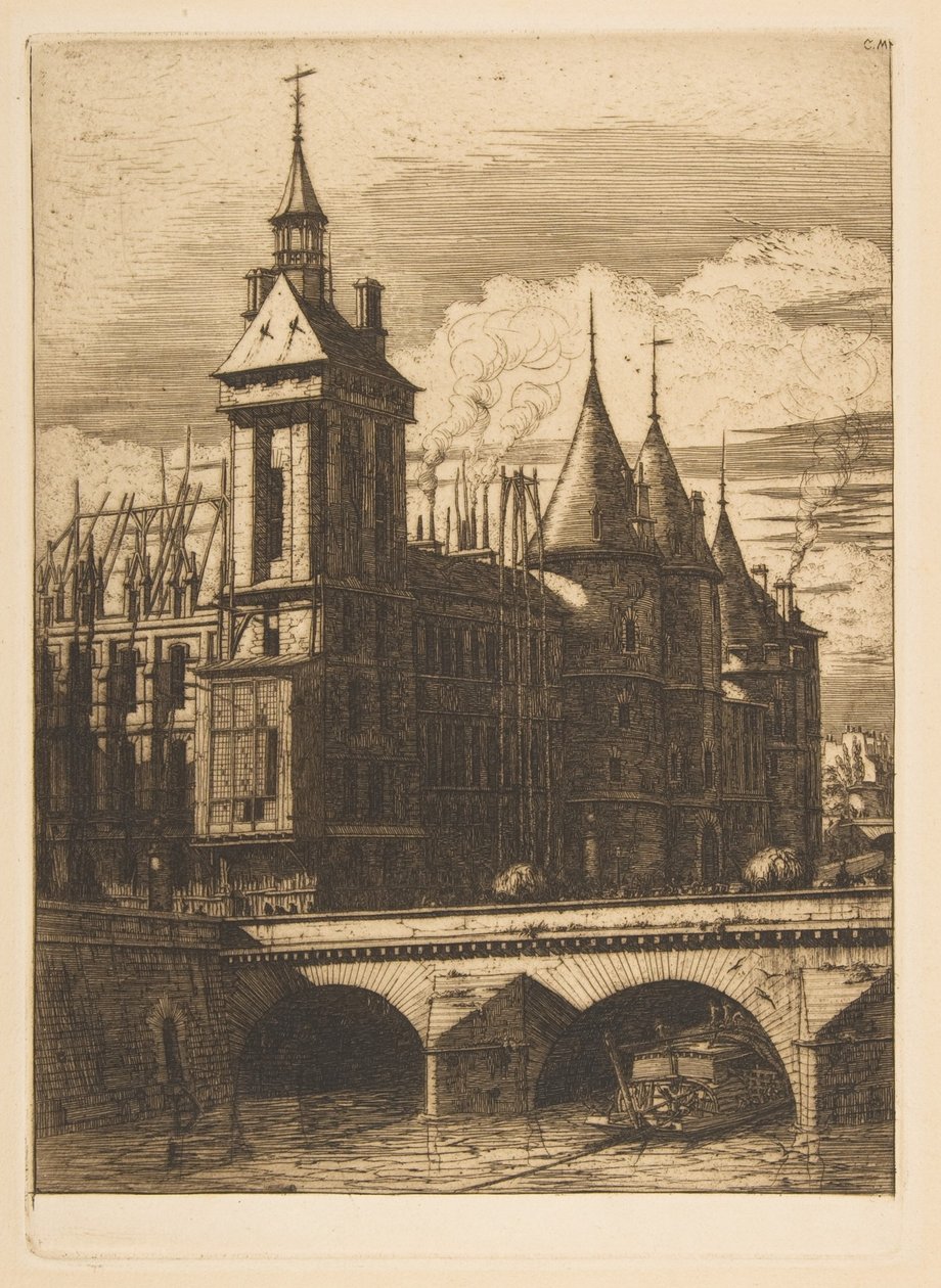 Der Uhrturm, Paris, aus "Radierungen von Paris" von Charles Meryon