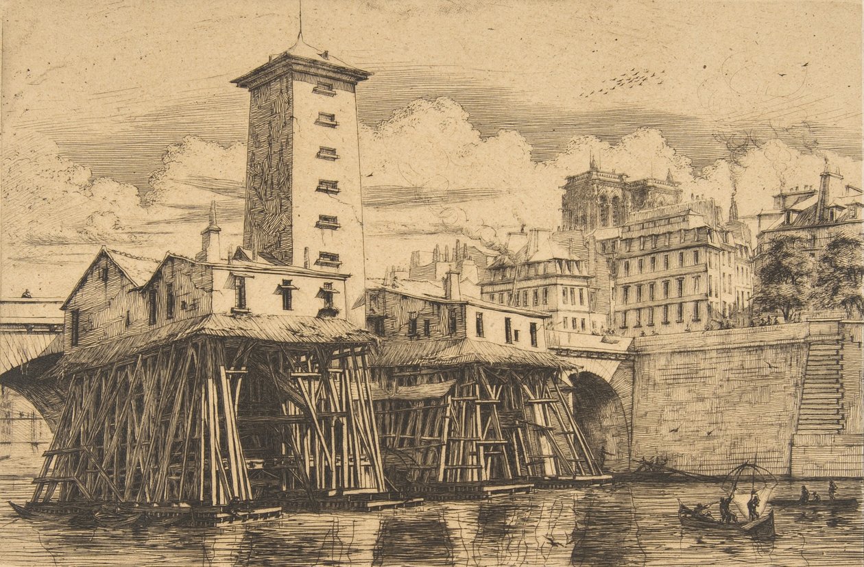 Die Nôtre-Dame-Pumpe, Paris von Charles Meryon