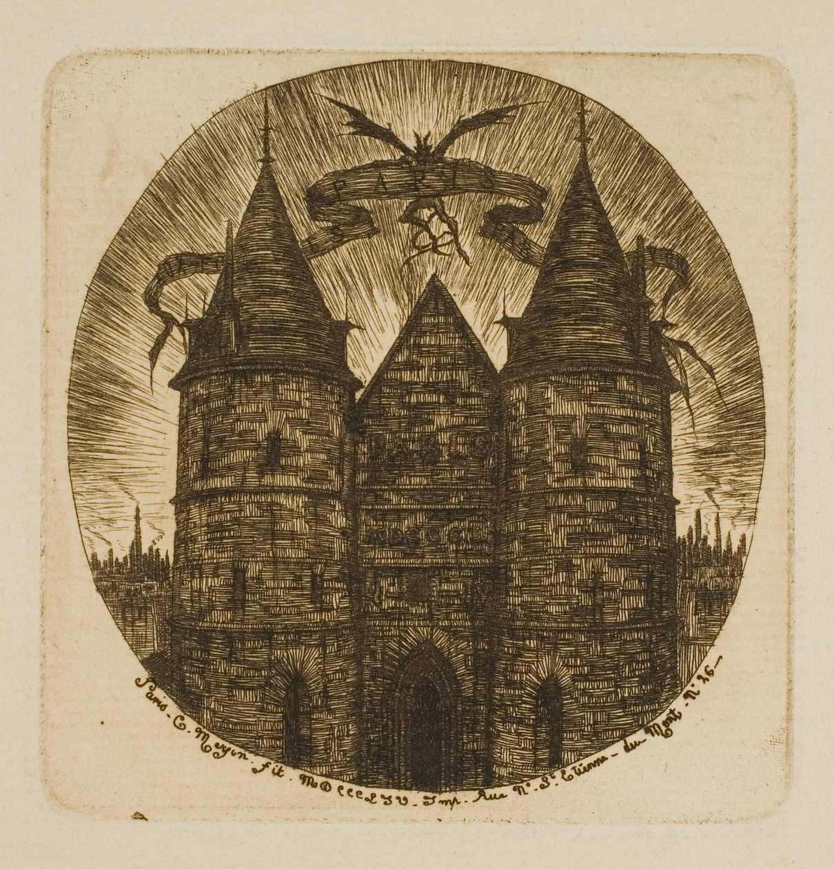 Das alte Tor des Palais de Justice, Paris von Charles Meryon