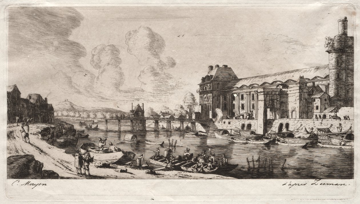 Der Pavillon von Mademoiselle und ein Teil des Louvre von Charles Meryon