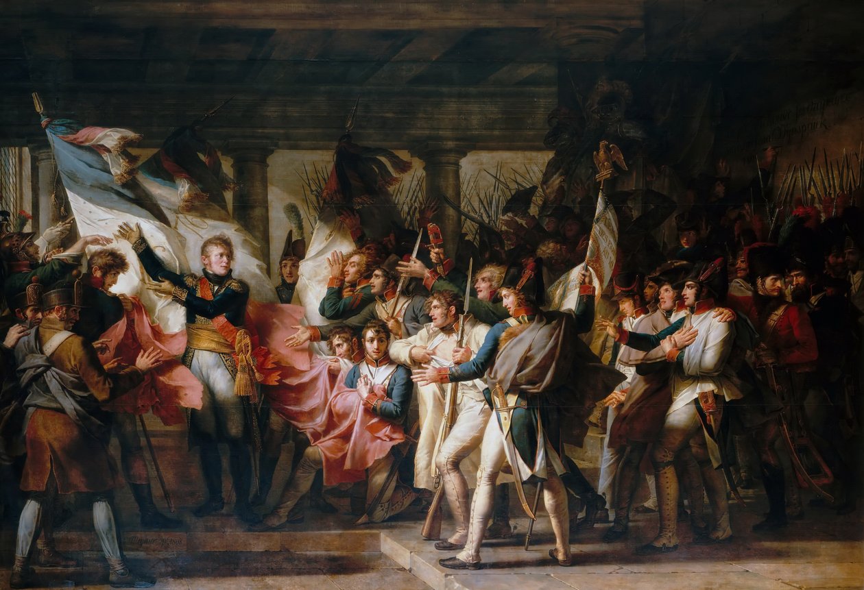 Marschall Ney und die Soldaten des 76. Linienregiments holen ihre Farben aus dem Arsenal zurück von Charles Meynier