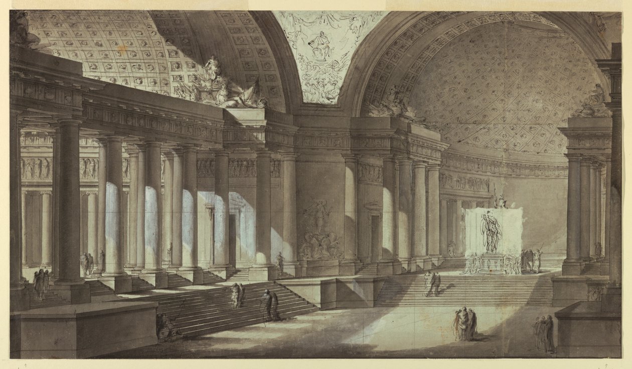 Architektonische Fantasie: Tempel der Athena Innenansicht von Charles Michel Ange Challe