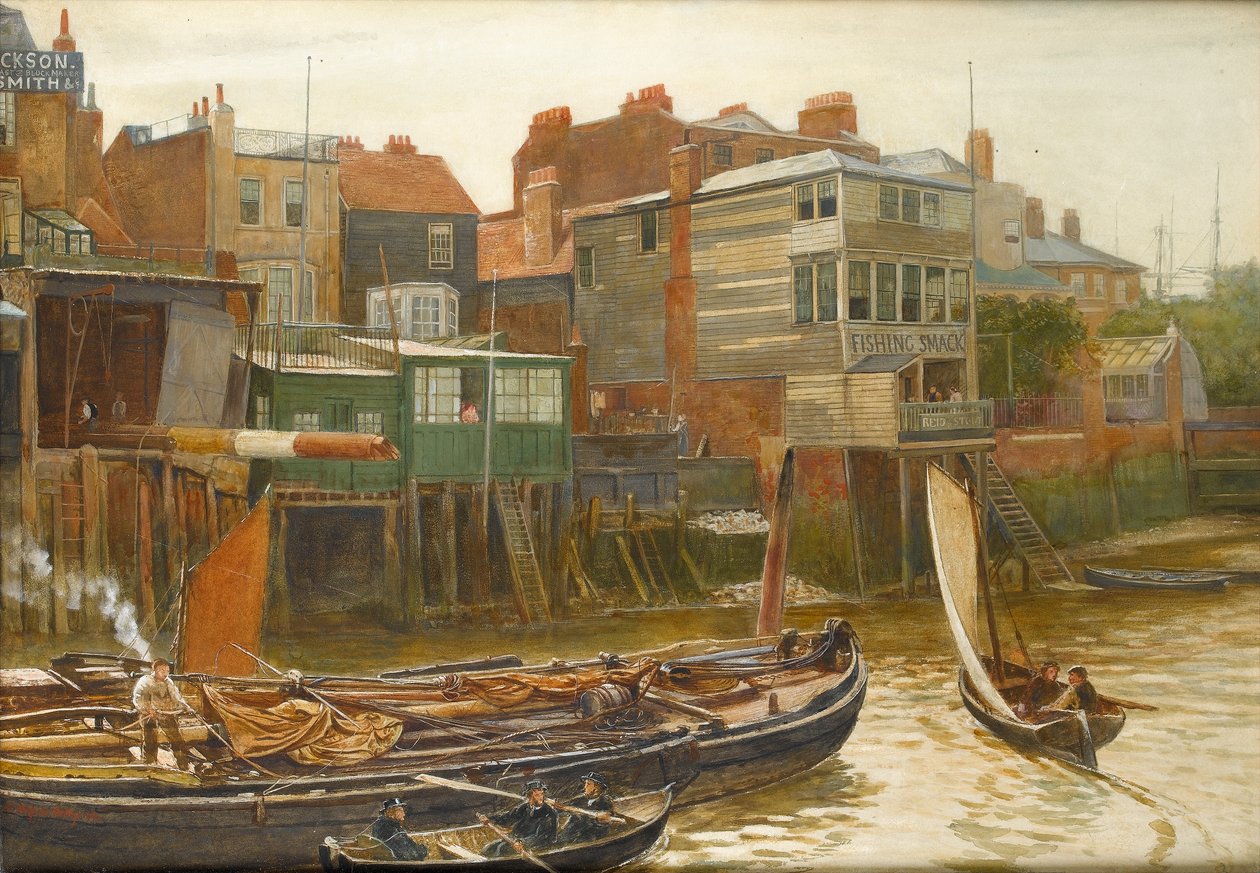 Die Themse bei Cold Harbour, Blackwall, 1896 von Charles Napier Hemy